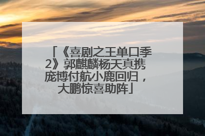 《喜剧之王单口季2》郭麒麟杨天真携庞博付航小鹿回归，大鹏惊喜助阵