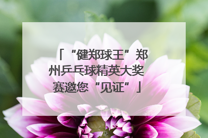 “健郑球王”郑州乒乓球精英大奖赛邀您“见证”