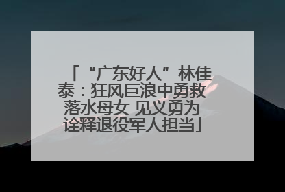 “广东好人”林佳泰：狂风巨浪中勇救落水母女 见义勇为诠释退役军人担当