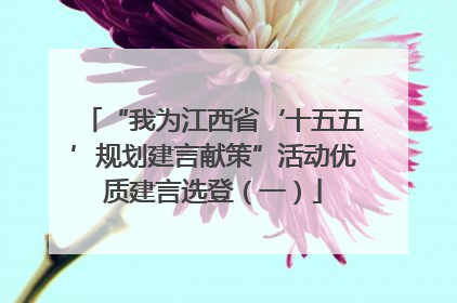 “我为江西省‘十五五’规划建言献策”活动优质建言选登（一）