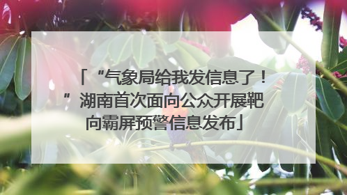 “气象局给我发信息了！”湖南首次面向公众开展靶向霸屏预警信息发布