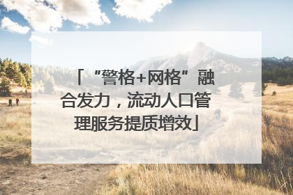 “警格+网格”融合发力，流动人口管理服务提质增效