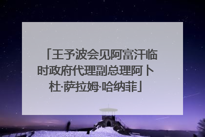 王予波会见阿富汗临时政府代理副总理阿卜杜·萨拉姆·哈纳菲