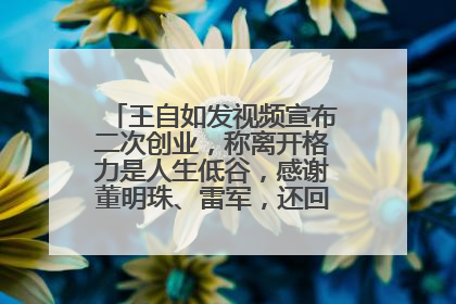 王自如发视频宣布二次创业，称离开格力是人生低谷，感谢董明珠、雷军，还回应了“工资条”：清楚自己要什么……