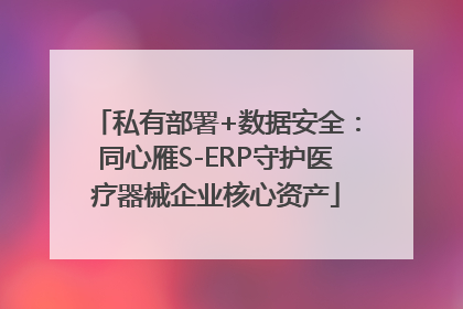 私有部署+数据安全：同心雁S-ERP守护医疗器械企业核心资产