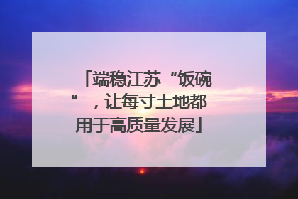端稳江苏“饭碗”，让每寸土地都用于高质量发展