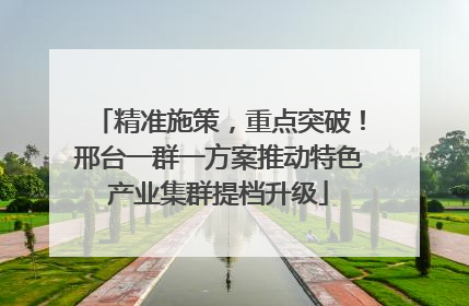 精准施策，重点突破！邢台一群一方案推动特色产业集群提档升级