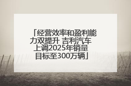 经营效率和盈利能力双提升 吉利汽车上调2025年销量目标至300万辆