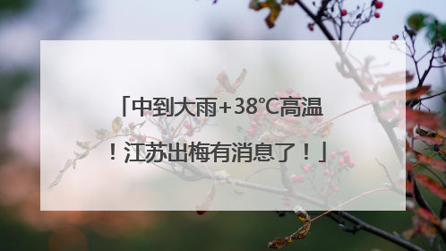 中到大雨+38℃高温！江苏出梅有消息了！