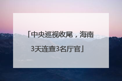 中央巡视收尾，海南3天连查3名厅官