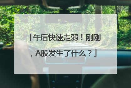 午后快速走弱！刚刚，A股发生了什么？