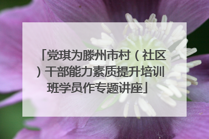 党琪为滕州市村（社区）干部能力素质提升培训班学员作专题讲座