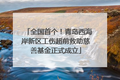 全国首个！青岛西海岸新区工伤超前救助慈善基金正式成立