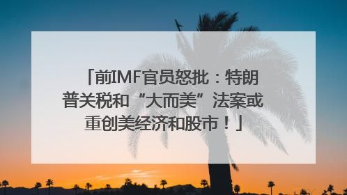 前IMF官员怒批：特朗普关税和“大而美”法案或重创美经济和股市！