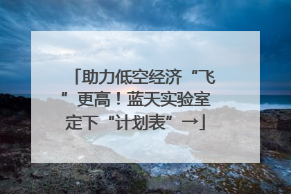 助力低空经济“飞”更高！蓝天实验室定下“计划表”→