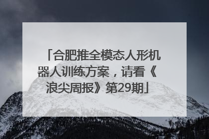 合肥推全模态人形机器人训练方案，请看《浪尖周报》第29期