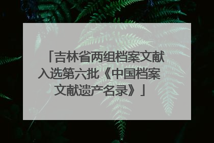 吉林省两组档案文献入选第六批《中国档案文献遗产名录》