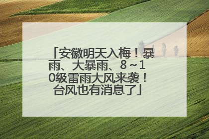安徽明天入梅！暴雨、大暴雨、8～10级雷雨大风来袭！台风也有消息了