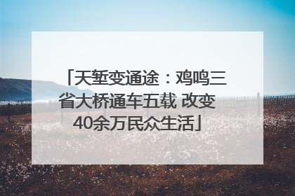 天堑变通途：鸡鸣三省大桥通车五载 改变40余万民众生活