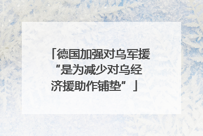德国加强对乌军援 “是为减少对乌经济援助作铺垫”