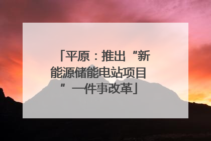 平原：推出“新能源储能电站项目”一件事改革