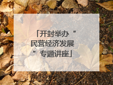 开封举办“民营经济发展”专题讲座