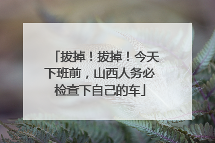 拔掉！拔掉！今天下班前，山西人务必检查下自己的车