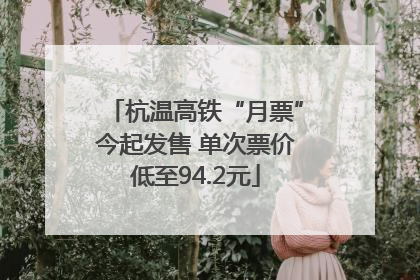 杭温高铁“月票”今起发售 单次票价低至94.2元