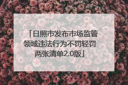 日照市发布市场监管领域违法行为不罚轻罚两张清单2.0版
