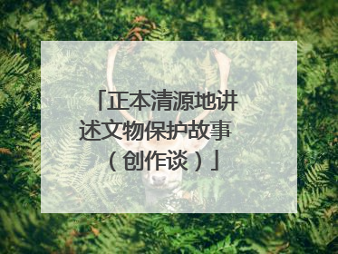正本清源地讲述文物保护故事（创作谈）