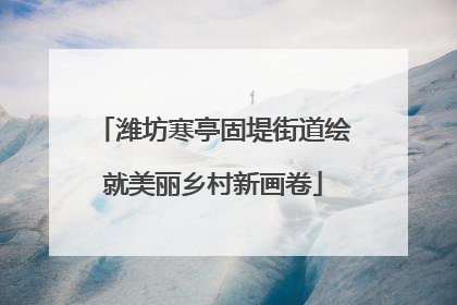 潍坊寒亭固堤街道绘就美丽乡村新画卷