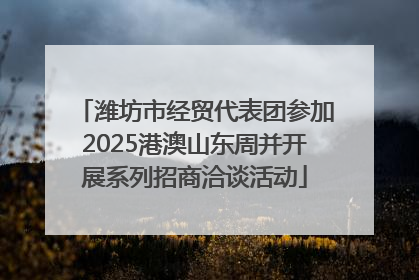潍坊市经贸代表团参加2025港澳山东周并开展系列招商洽谈活动