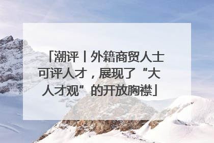 潮评丨外籍商贸人士可评人才，展现了“大人才观”的开放胸襟