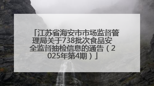 江苏省海安市市场监督管理局关于738批次食品安全监督抽检信息的通告（2025年第4期）