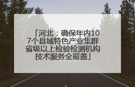 河北：确保年内107个县域特色产业集群省级以上检验检测机构技术服务全覆盖