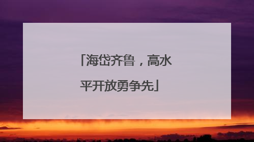 海岱齐鲁，高水平开放勇争先