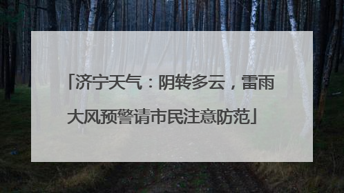 济宁天气：阴转多云，雷雨大风预警请市民注意防范