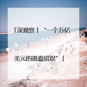 深观察丨“一个万亿美元的愚蠢错误”