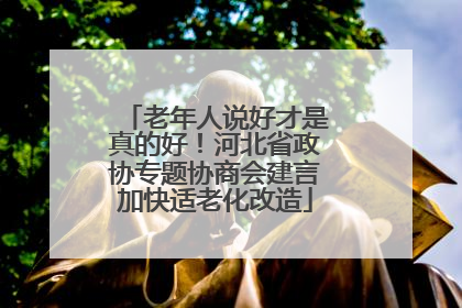 老年人说好才是真的好！河北省政协专题协商会建言加快适老化改造