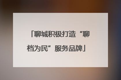 聊城积极打造“聊档为民”服务品牌