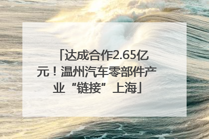 达成合作2.65亿元！温州汽车零部件产业“链接”上海