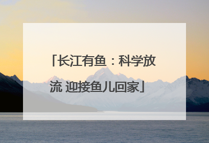 长江有鱼：科学放流 迎接鱼儿回家