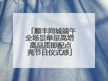顺丰同城端午全场景单量高增 高品质即配点亮节日仪式感
