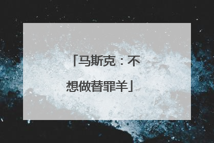 马斯克：不想做替罪羊