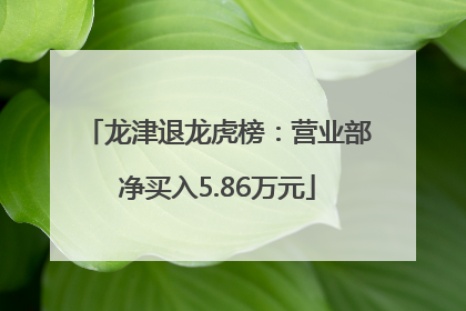 龙津退龙虎榜：营业部净买入5.86万元