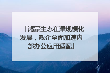鸿蒙生态在津规模化发展，政企全面加速内部办公应用适配