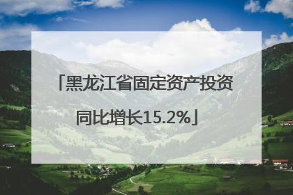 黑龙江省固定资产投资同比增长15.2%