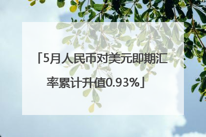 5月人民币对美元即期汇率累计升值0.93%