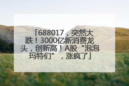 688017，突然大跌！3000亿新消费龙头，创新高！A股“泡泡玛特们”，涨疯了